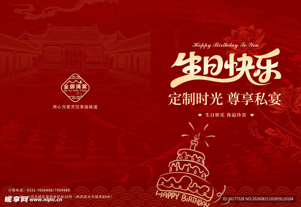 红色生日派对背景图