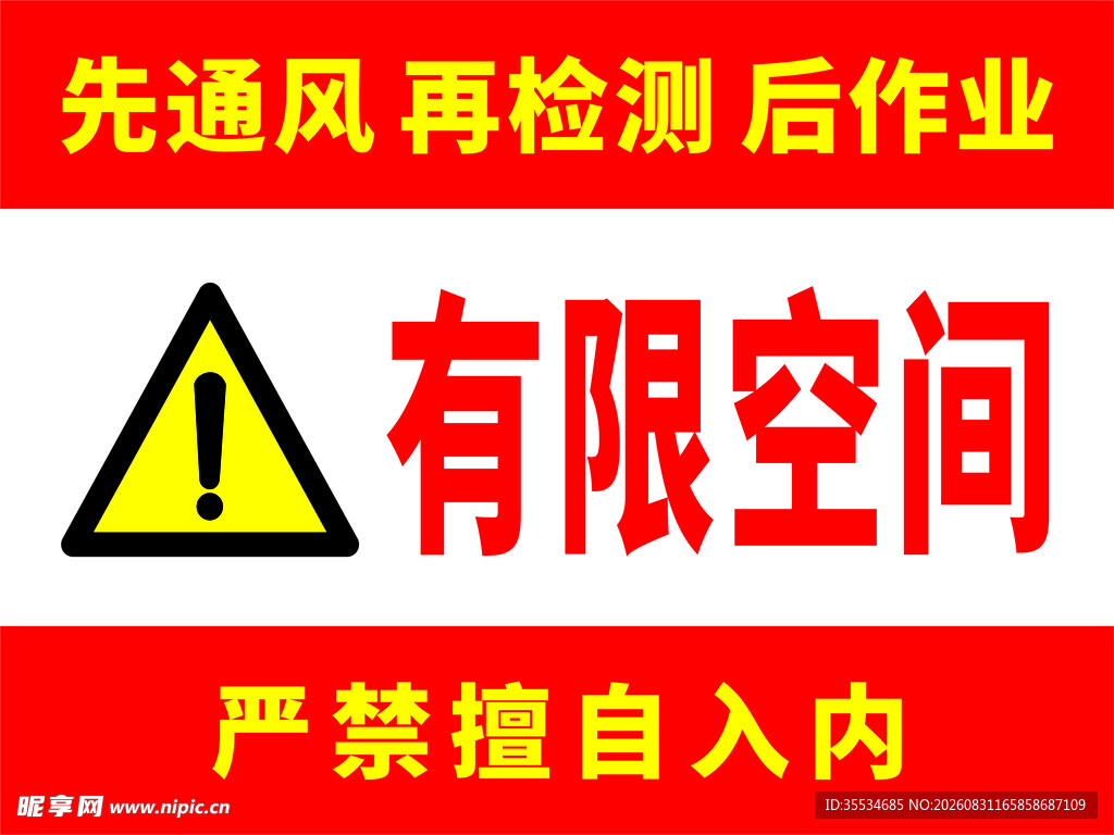 有限空间作业安全风险提示牌