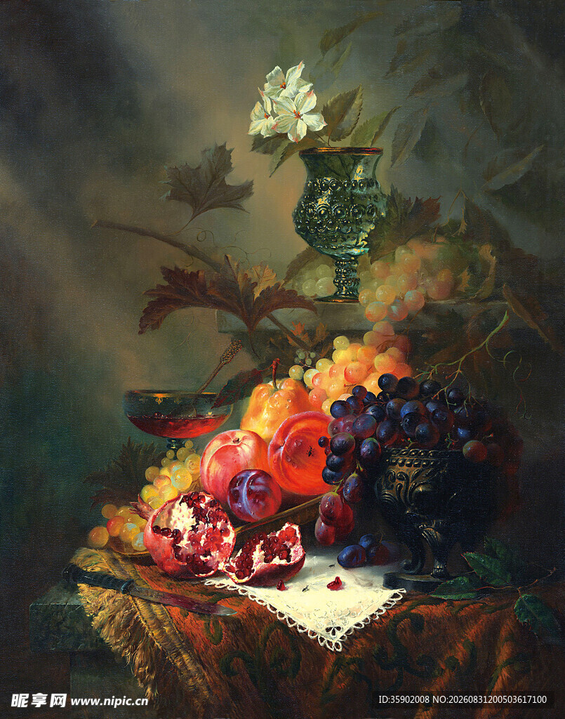 静物水果花卉油画作品