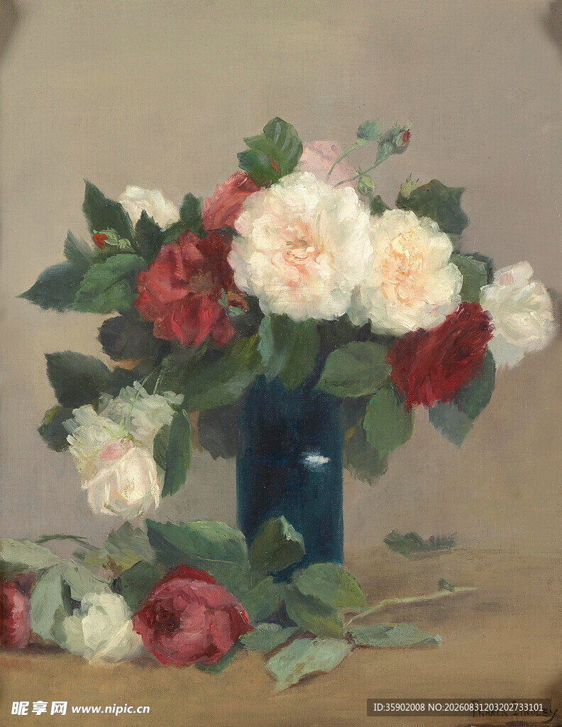 花瓶中的多彩花卉静物