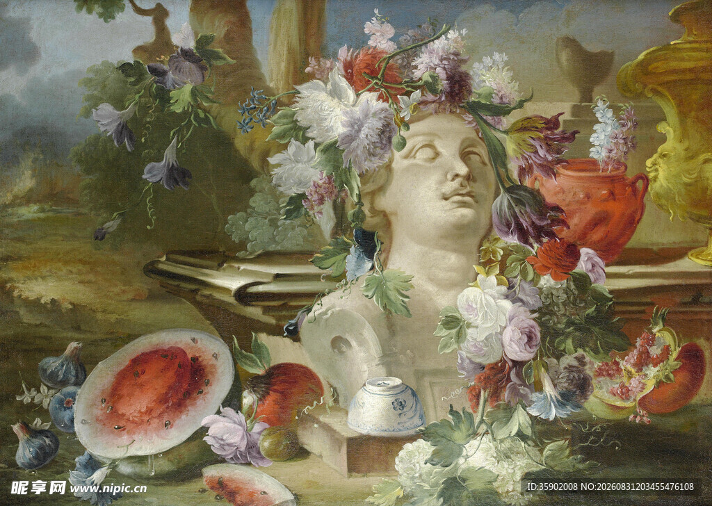 古典静物花卉雕塑绘画作品