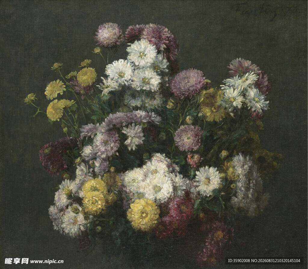 缤纷花卉静物油画