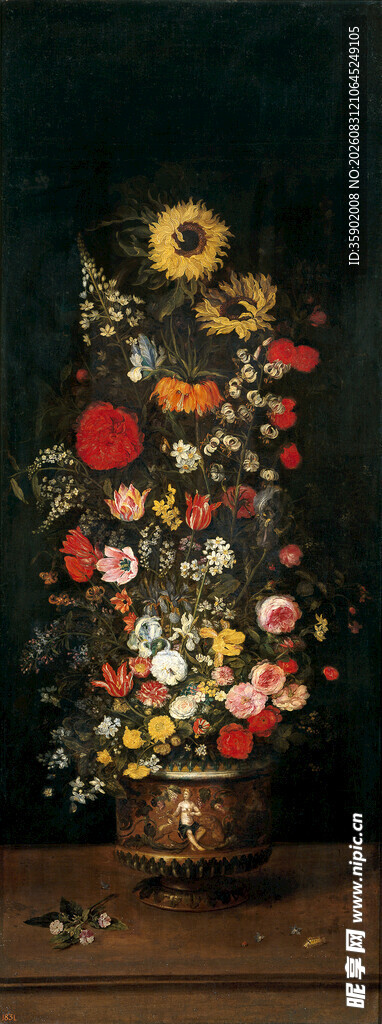多彩花卉静物画