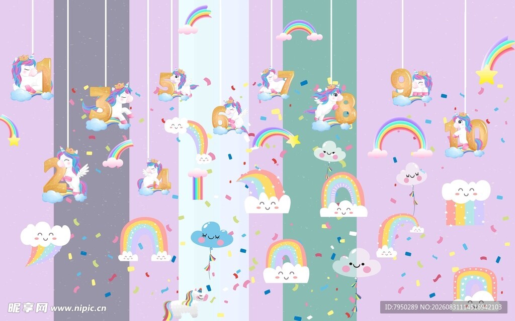 梦幻独角兽图案背景