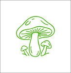 手绘绿色蘑菇图案