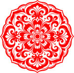 中式传统红色圆形花纹图案