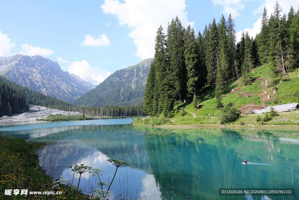 山间碧湖美景