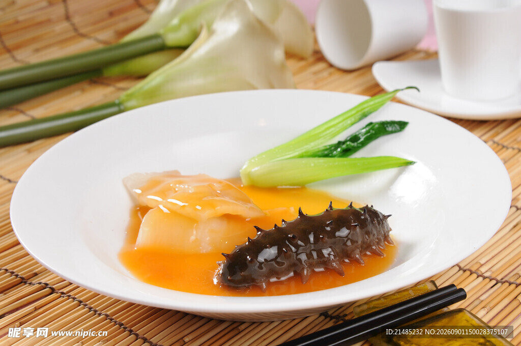 美味海参菜肴摆拍