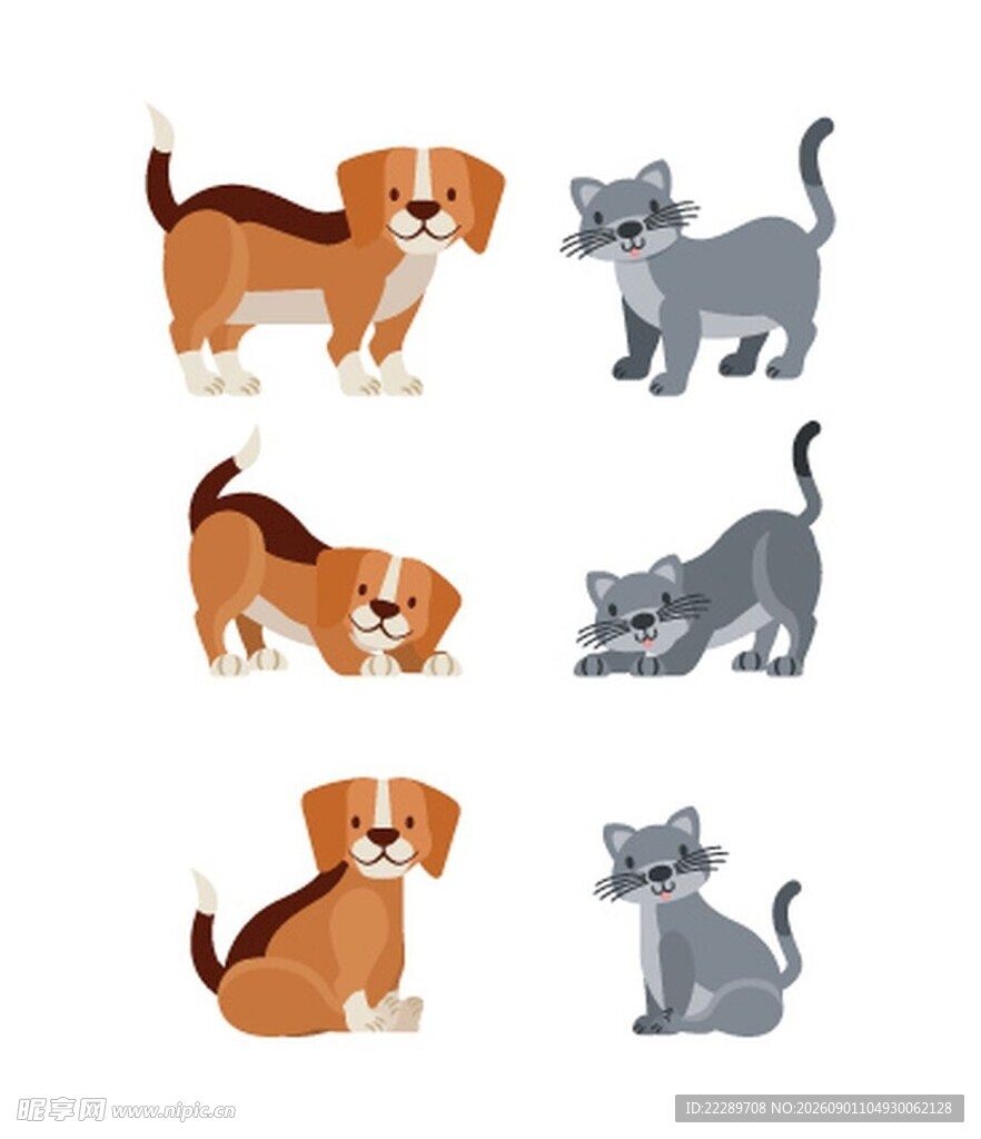 可爱小狗小猫插画集合