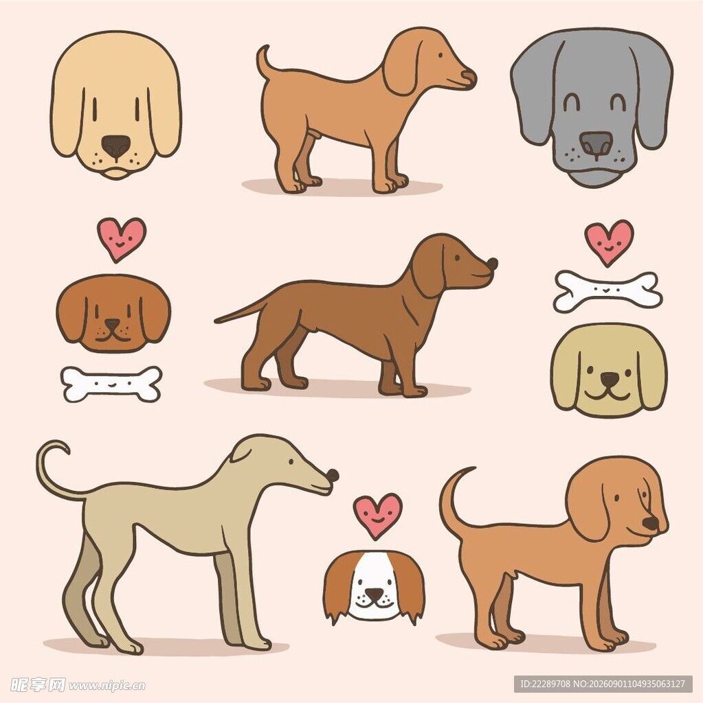 可爱狗狗插画集合