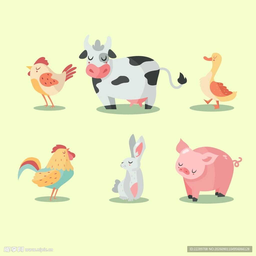 可爱农场动物插画