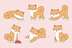 可爱柴犬多样姿态插画