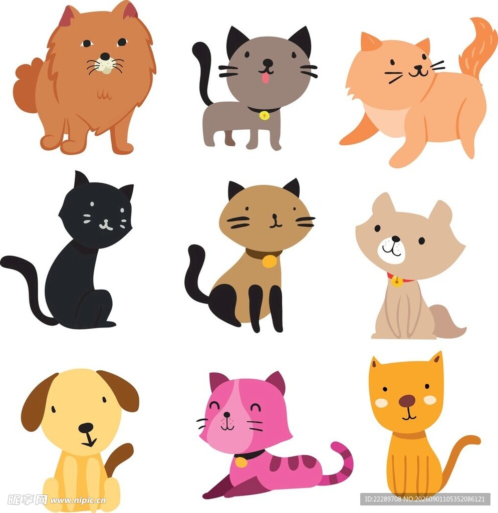 可爱猫狗卡通形象集合