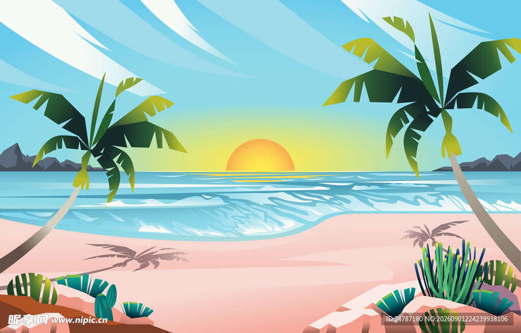 夏日海滩场景