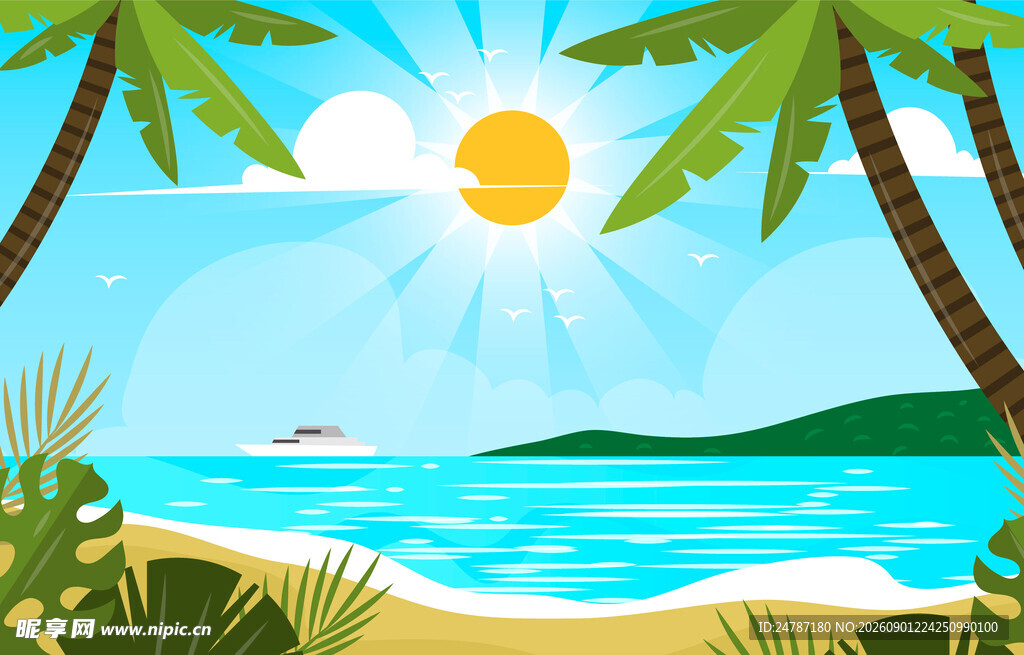 夏日海滩场景