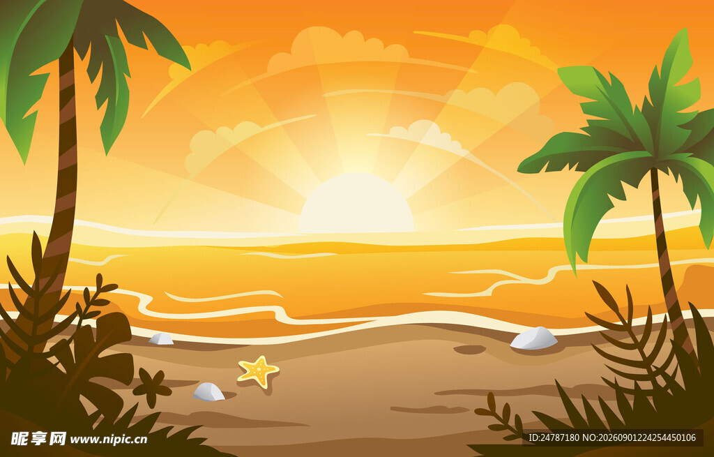 夏日海滩场景