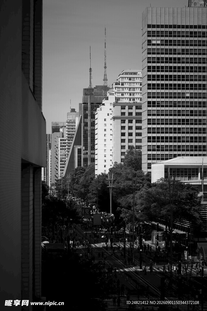 城市黑白建筑景观