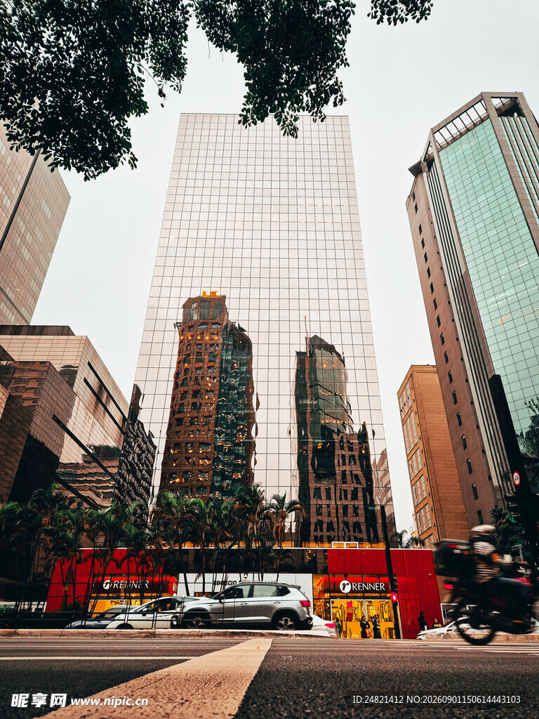 都市高楼林立的繁华街景