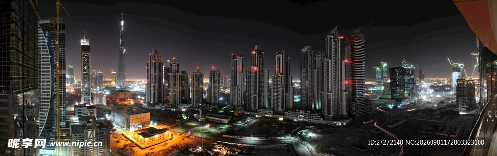 城市璀璨夜景俯瞰图