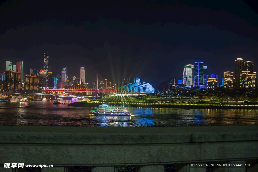 城市璀璨夜景江景风光