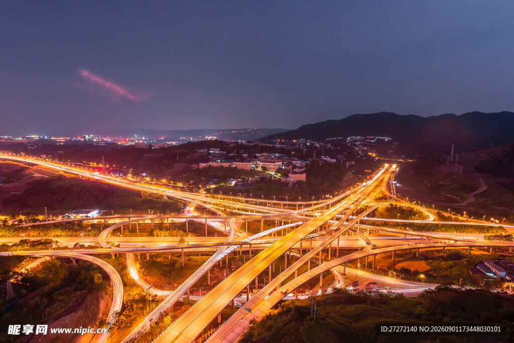 城市立交桥璀璨夜景