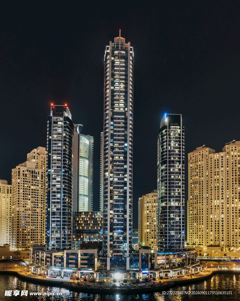 迪拜璀璨夜景摩天大楼