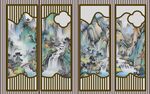 中式山水屏风装饰画