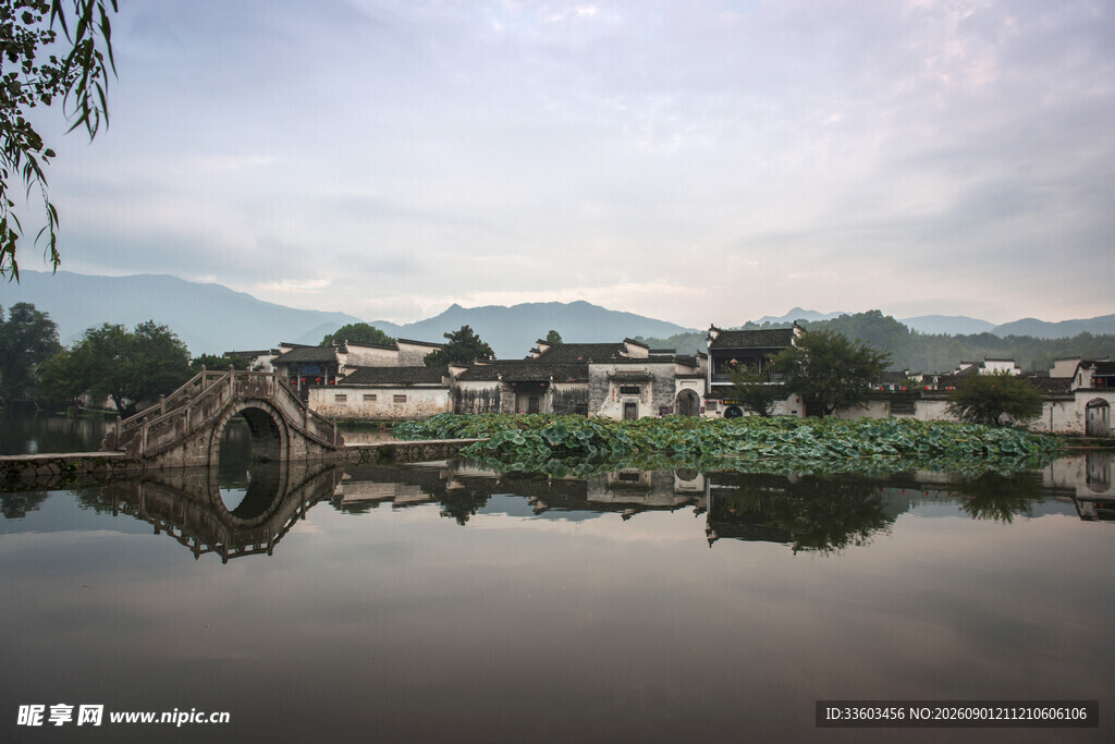 水乡古桥宁静如画风景