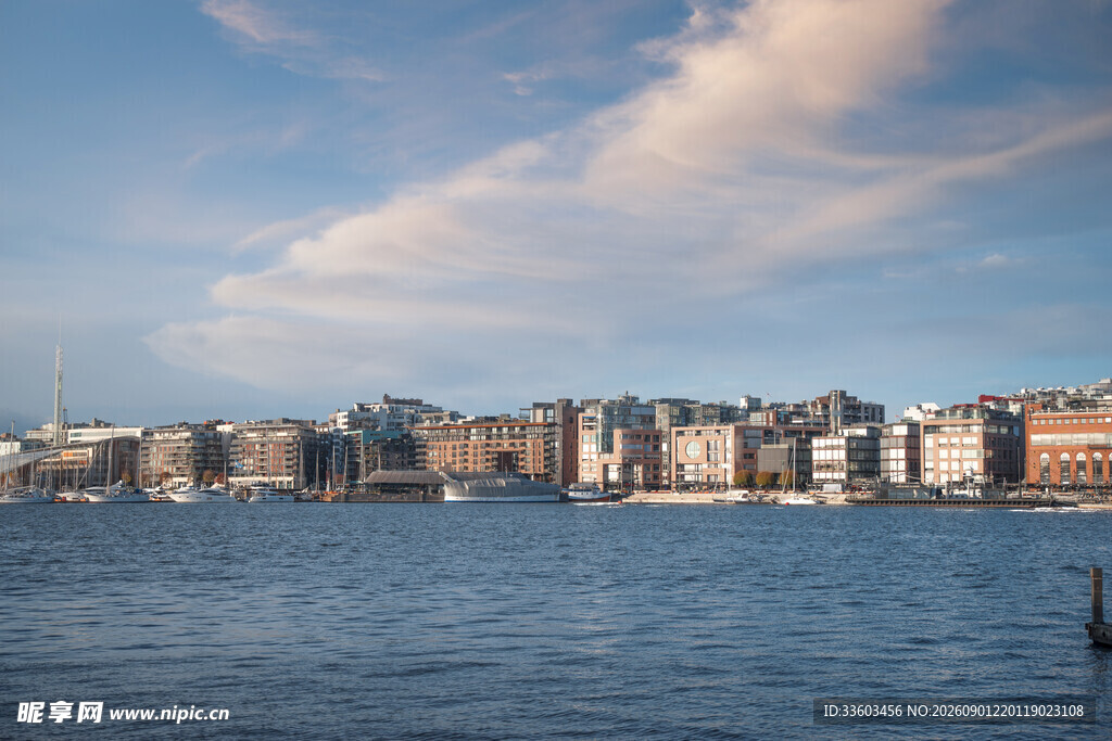 海滨城市天际线景观