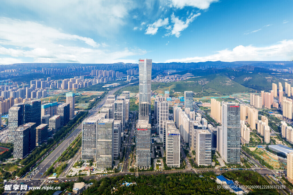 繁华都市天际线俯瞰景观