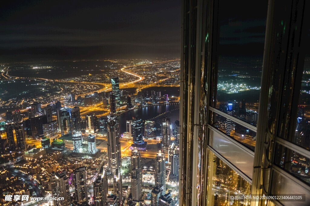 城市璀璨夜景俯瞰视角
