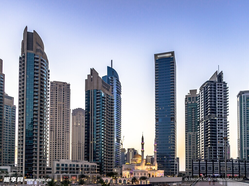 迪拜城市天际线高楼景观