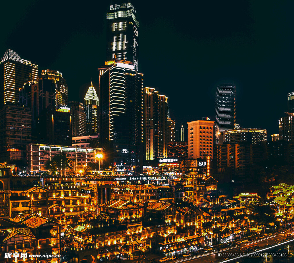 繁华都市夜景璀璨灯火