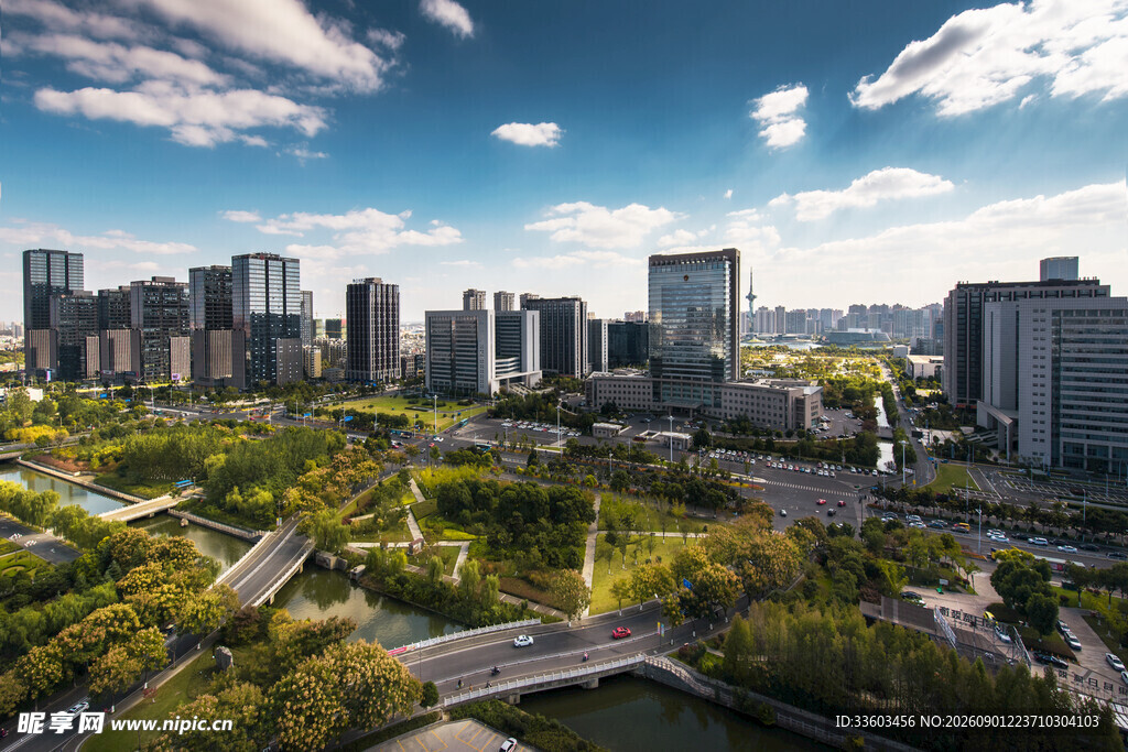 城市绿意景观俯瞰