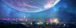 梦幻星球下的璀璨城市夜景