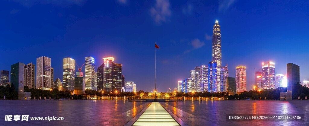 广场城市夜景