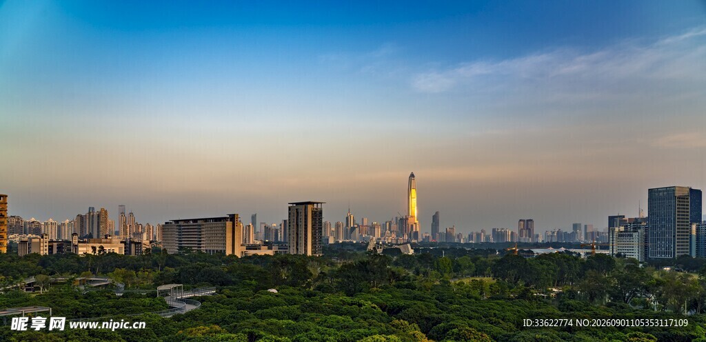 城市天际线黄昏美景