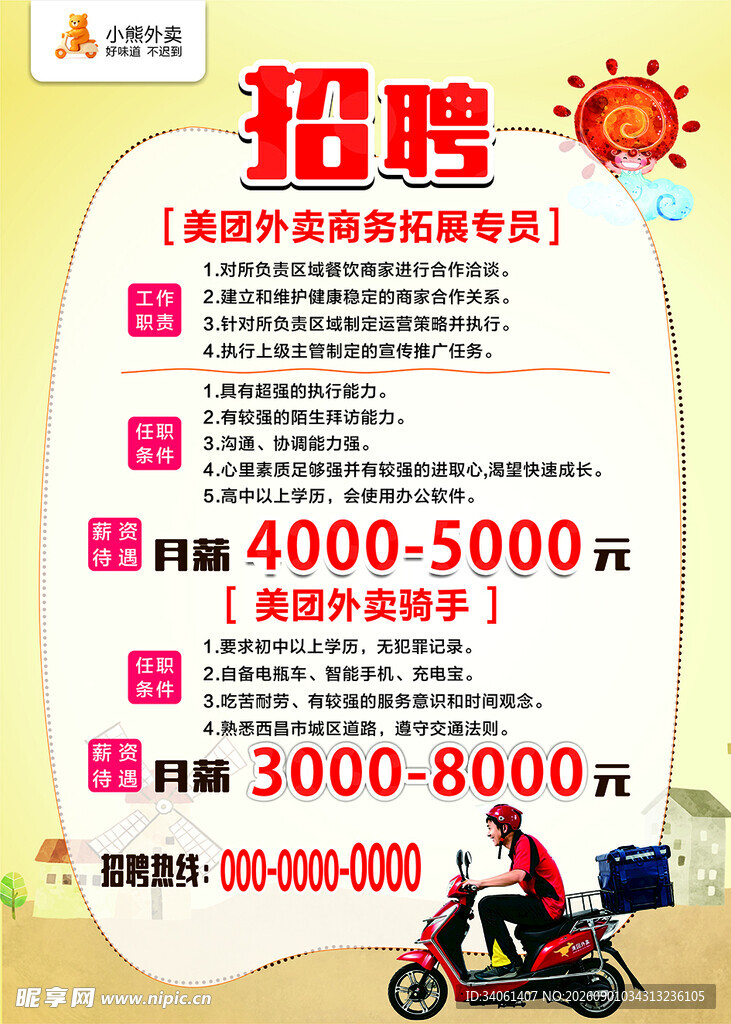 外卖员招聘海报