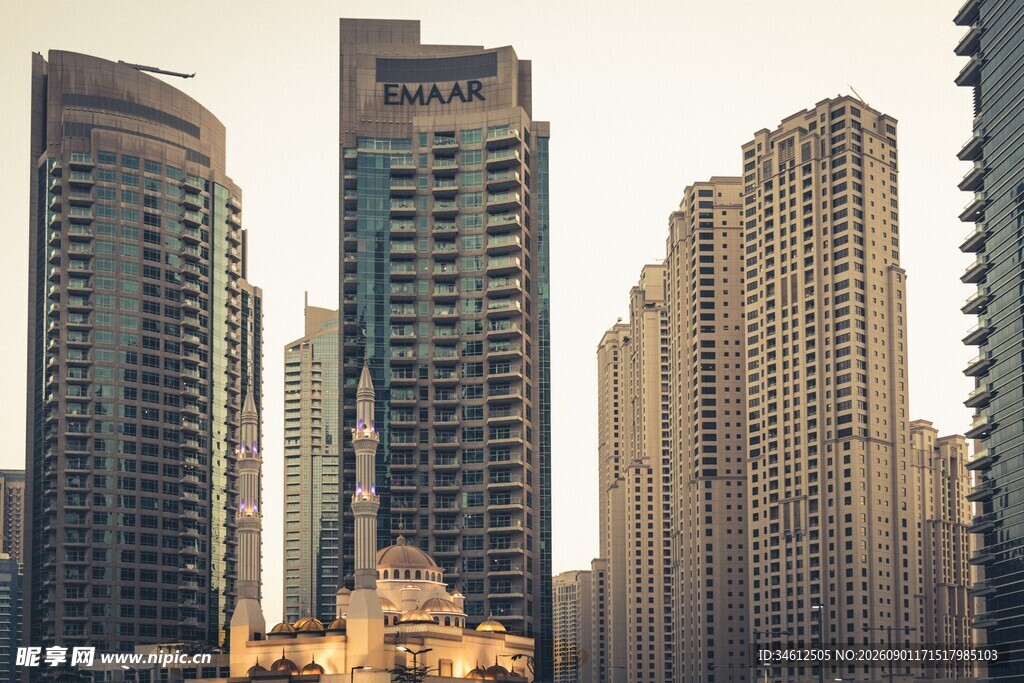 迪拜城市高楼建筑景观