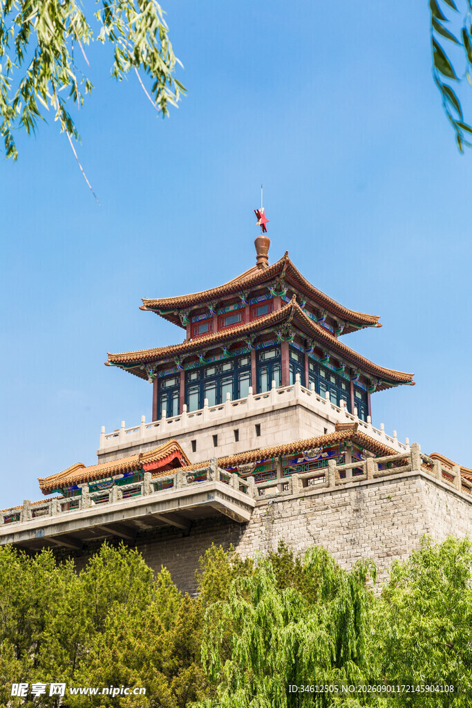 中式古建筑城楼风景