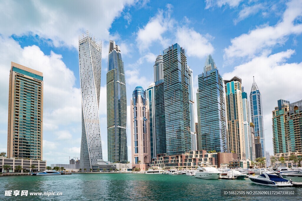 新加坡滨海城市天际线景观