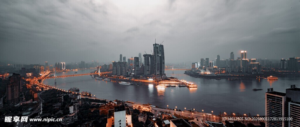 城市夜景俯瞰璀璨灯火