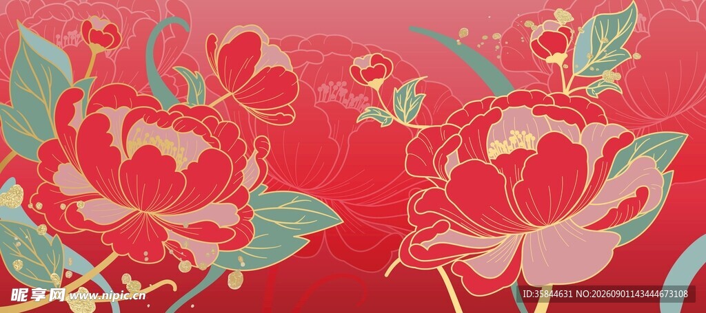 国风花卉背景