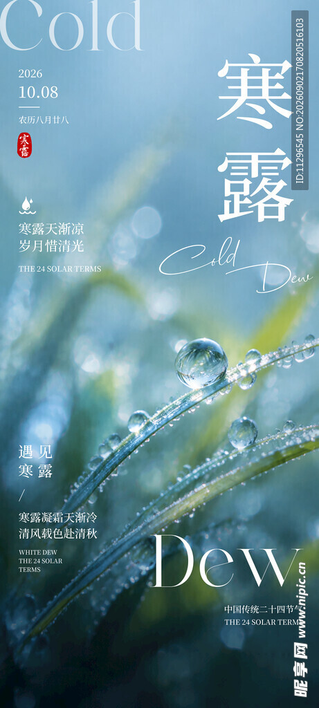 寒露时节草尖晶莹露珠