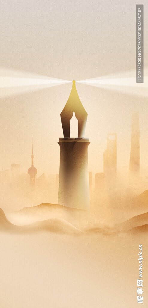 沙漠中的神秘发光尖塔
