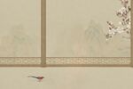 中式窗景下的飞鸟与花枝