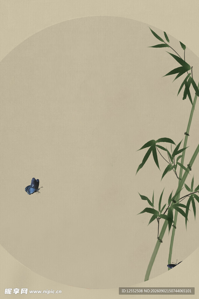 水墨竹影间的灵动小鸟