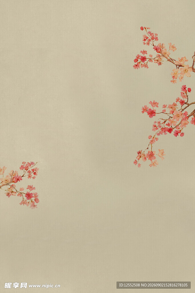 中式手绘花卉装饰图案