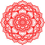 红色莲花传统剪纸图案