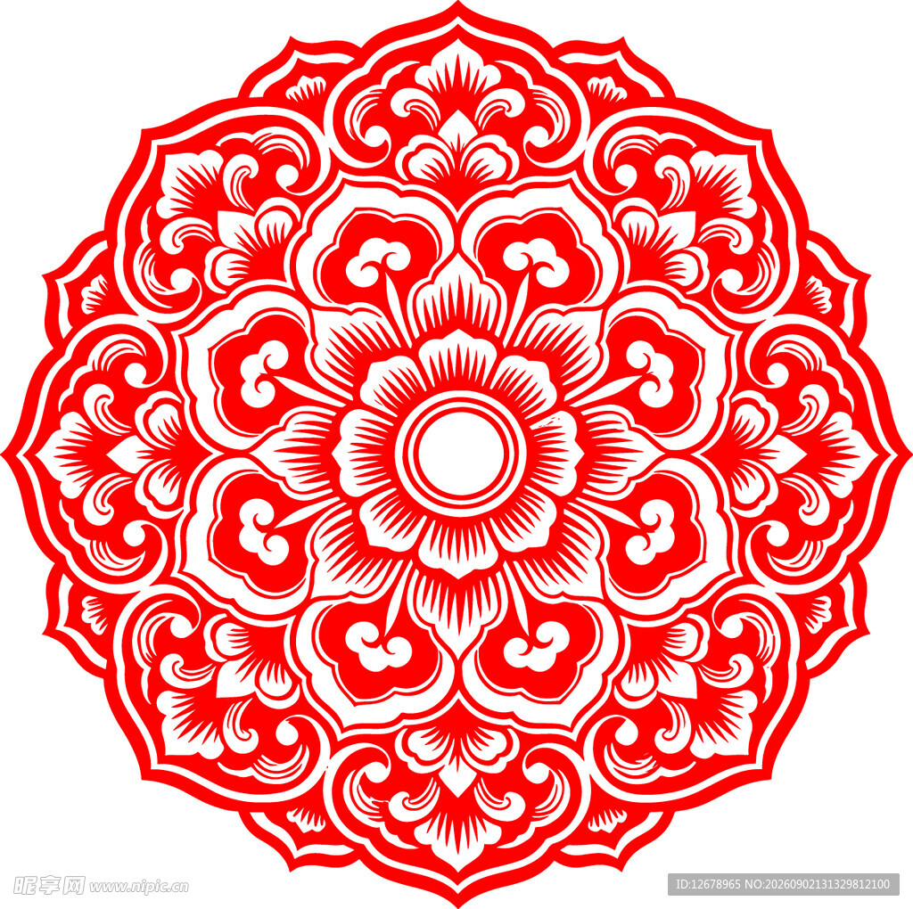 红色传统花纹圆形图案